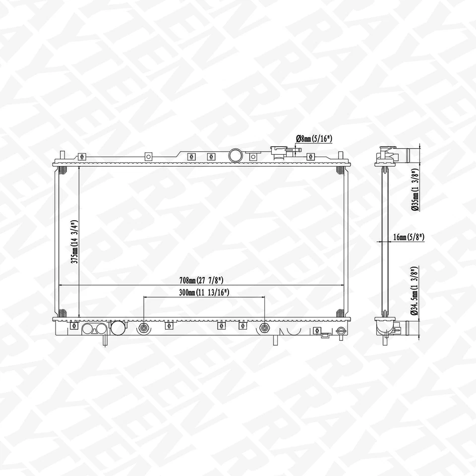RAYTEN CU2300 RADIATOR For 1999-2002 Mitsubishi Galant 2.4L  AT 1 Row - Image 2 of 2