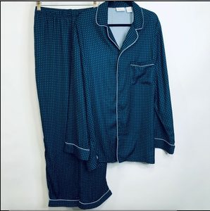 Vermont Country Store Pajamas Large Mens Blue Turquoise Polka Dots Shirt Pants | eBay
