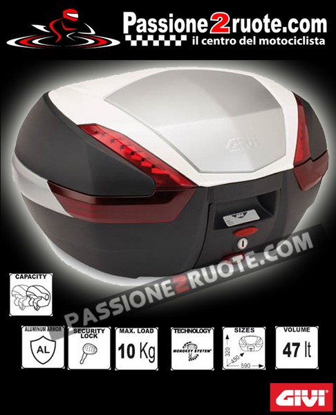 Givi V47 Koffer Weiß Matt Monokey 47 LT Motorrad Scooter-image