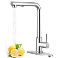 Pull Out Kitchen Faucet, 2-Mode Sprayer, High Arc, Polished Chrome