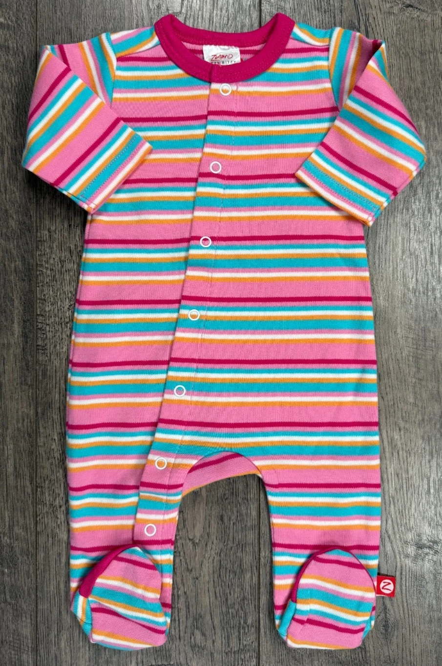 Baby Girl Clothes New Zutano Preemie Newborn Pink Striped Footed Outfit