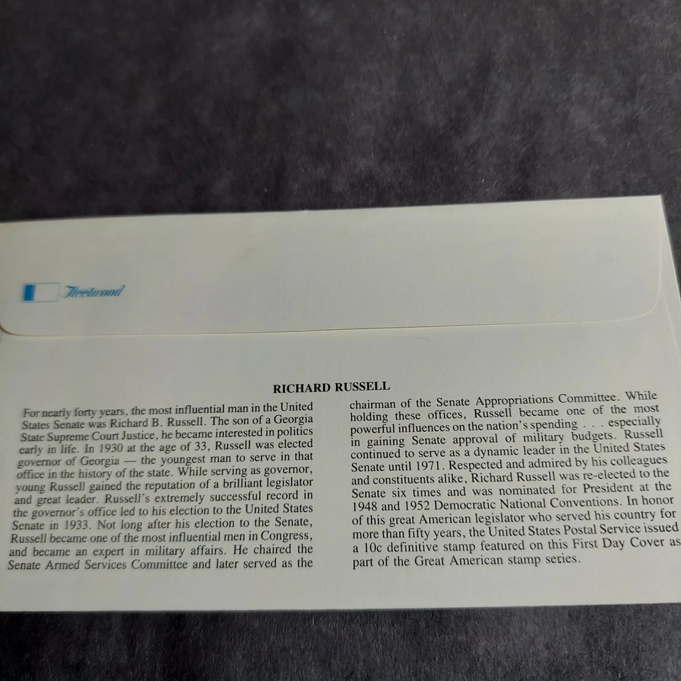 Richard Russell First Day Issue. 10 Cent US Postage Stamp 31 May 1984  - Image 2 of 2