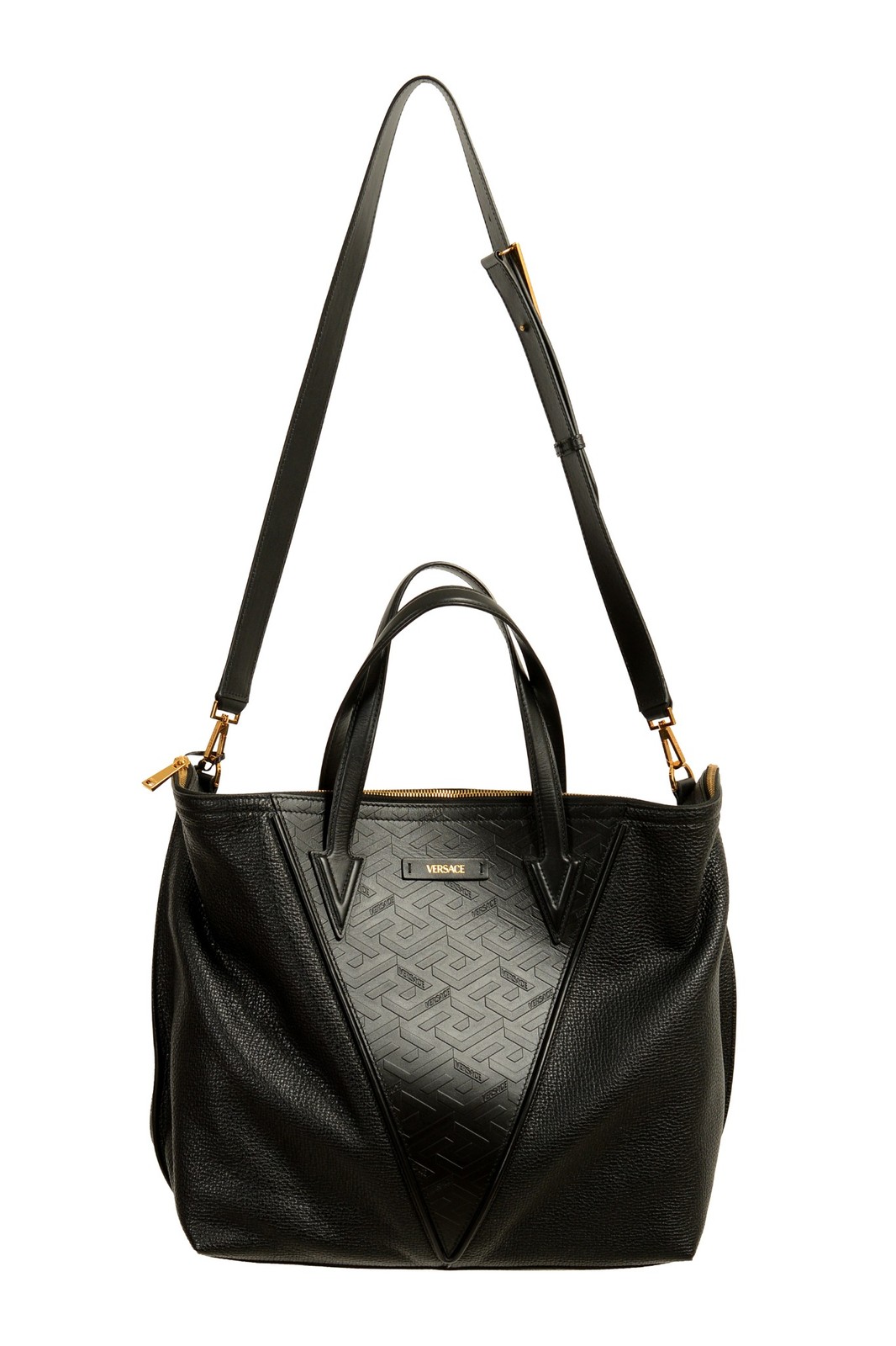 Сумка-тоут Versace Унисекс из 100 текстурированной кожи с V-образным принтом и логотипом через плечо 201290₽