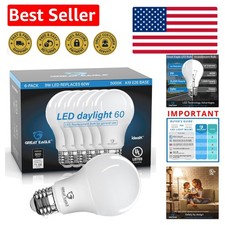 Great Eagle A19 LED Light Bulb, 9W 60W Equivalent, Listed, 5000K Daylight, 8...