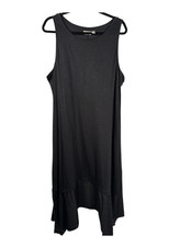 LOGO Lori Goldstein Midi Dress Sz 2X Black Sleeveless Asymetrical Lagenlook