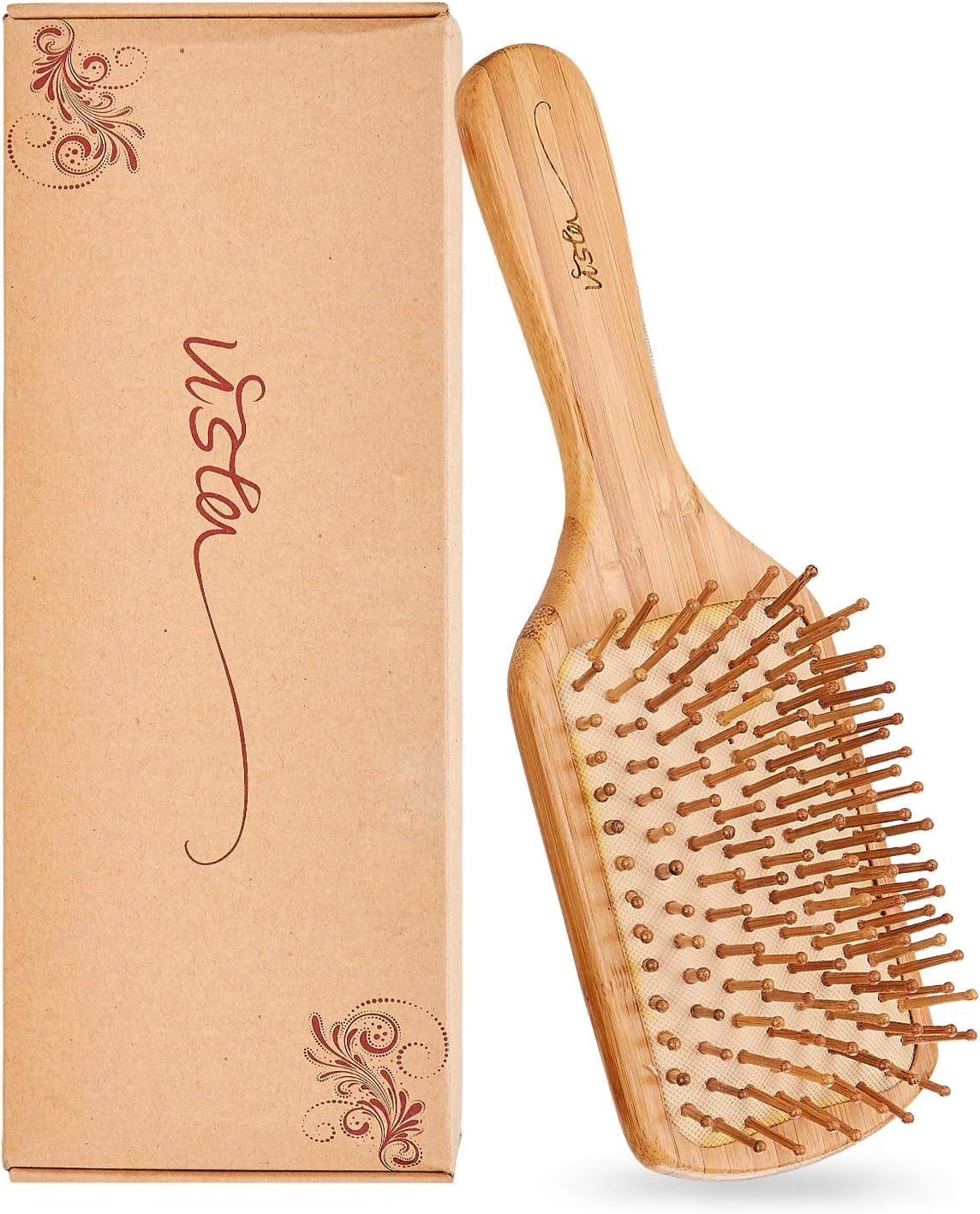 Hair Brush Bamboo Hairbrush for Long,Thick,Curly,Wavy,Dry or Damaged Hair, Paddl