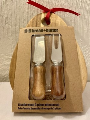 Bread & Butter Acacia Wood 3 Piece Cheese Set New In Package Australia