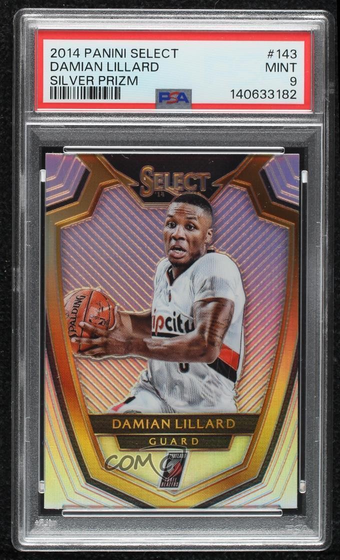 2014 Panini Select Premier Level Silver Prizm Damian Lillard #143 PSA 9 MINT 7zf