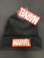 Marvel Logo Kids Cuff Beanie Black Hat One Size