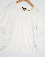 Simply Vera Vera Wang Women's Top Shirt Floral Lace Sleeve white Size XL