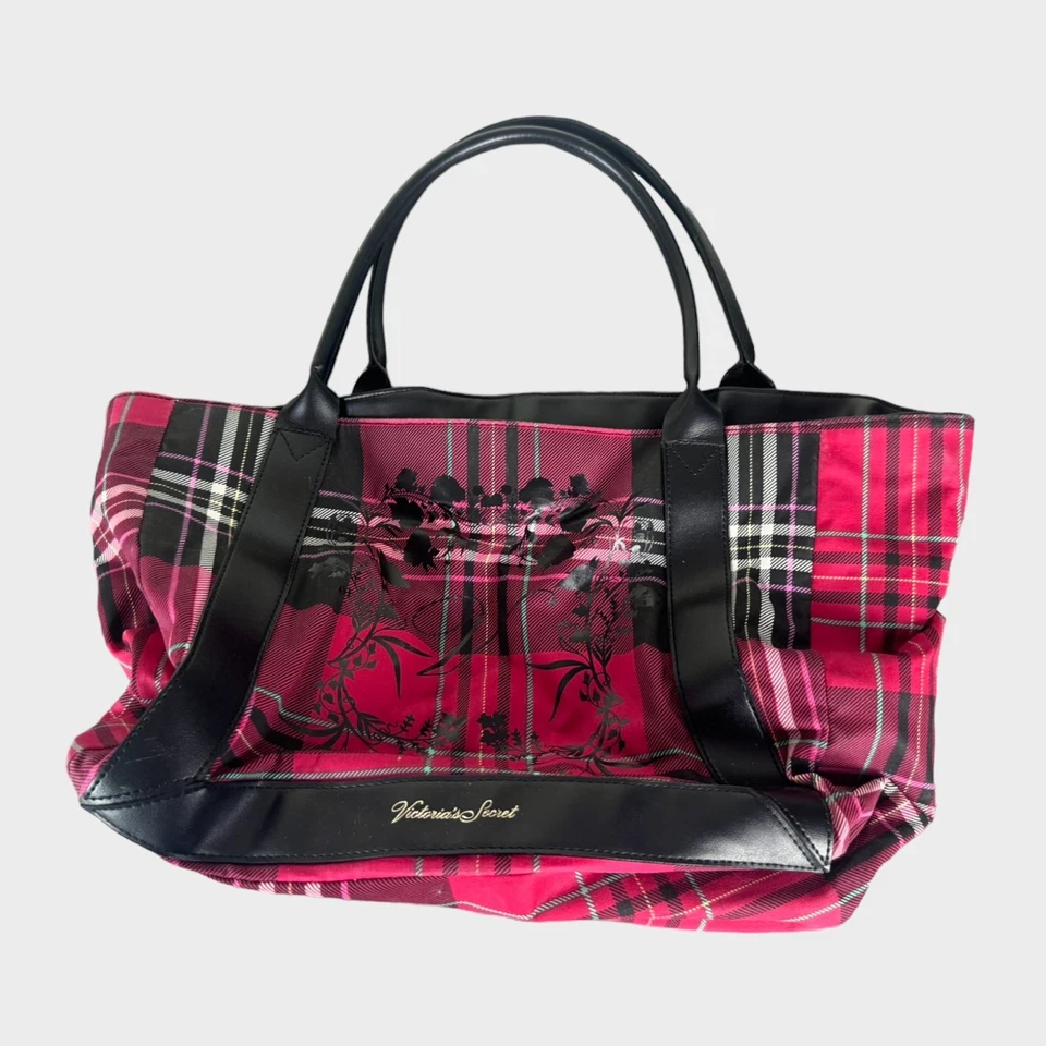 Victoria's Secret Tote Bag Limited Edition Red/White/Black Plaid - Image 2 of 4