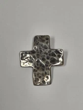 Silpada 925 Hammered Sterling Silver "Echo In Time" Cross Pendant