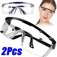 2PC Safety Goggles Eye Protective Over Glasses Clear Anti Fog Dust Outdoor Work◈