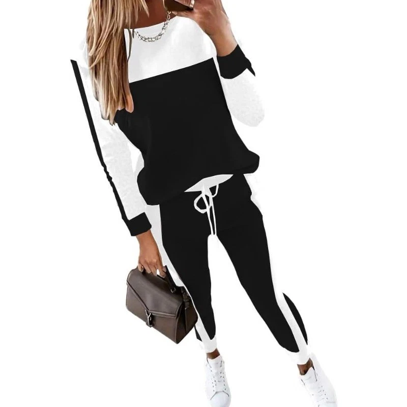 Roupas femininas 2 peças casuais manga longa moletons de viagem conjuntos de agasalhos de corrida - Imagem 4 de 4