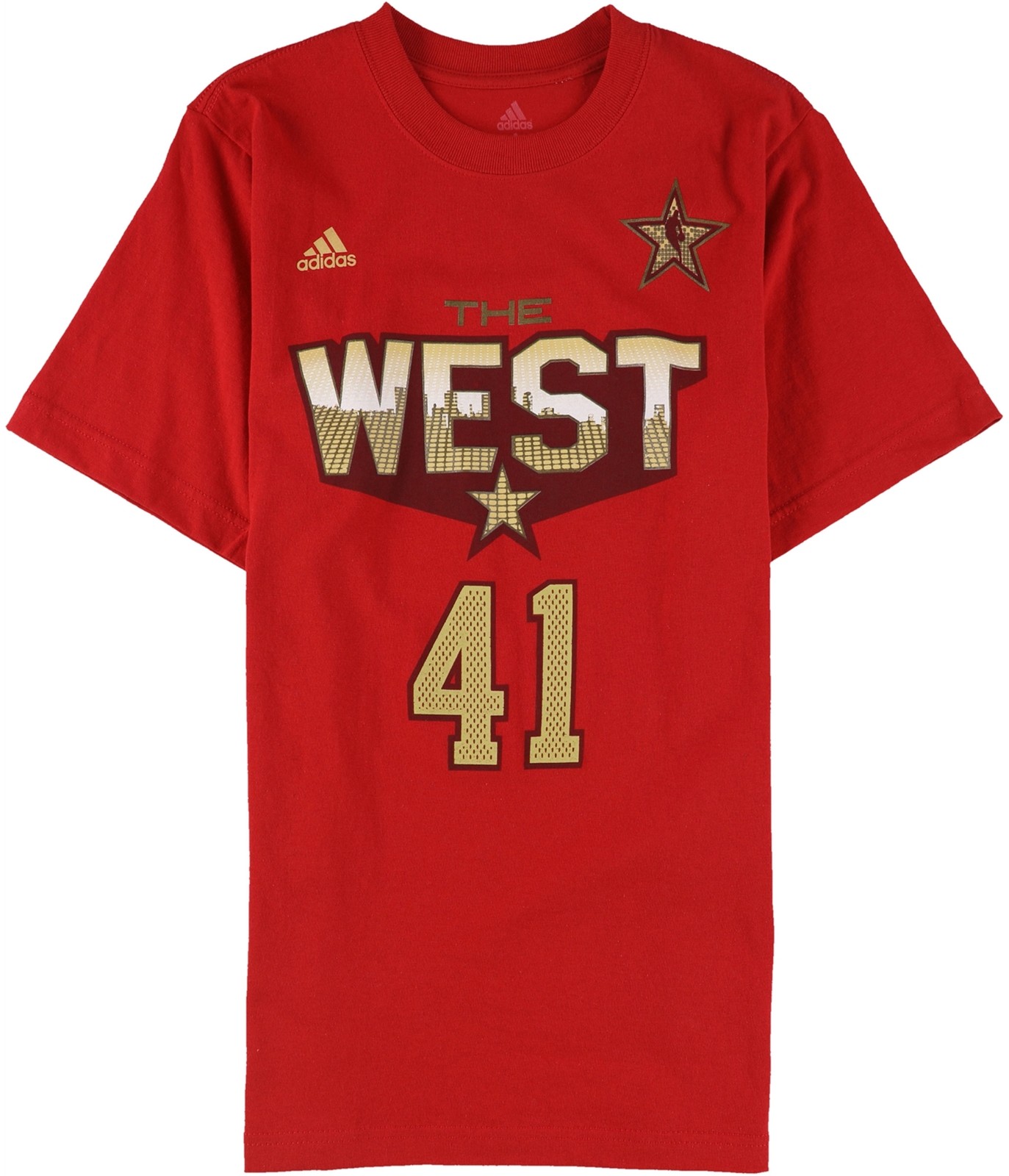 Мужская футболка Adidas The West 41 с рисунком Новицки красно-бежевый M 3990₽