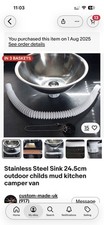 Stainless Steel Sink 24.5cm camper van plus 2 NGT 10 l water carriers