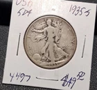 USA 1935-S 50 cents Walking Liberty half dollar  old silver coin  #4497
