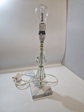 Vintage Marble and Cut Glass Table Lamp Base - Antique Glass Lamp - Bedside Lamp
