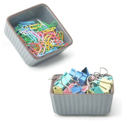 Ceramic Clip Holder 2 PCS Set, Square Clip Dispenser Organizer for Desk, Cute...