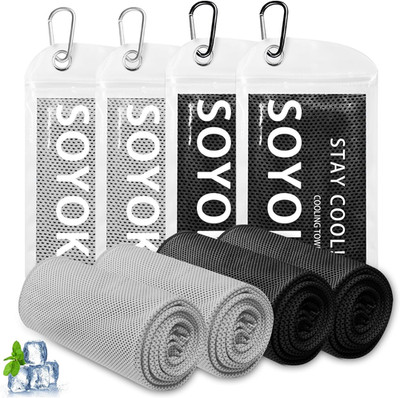 SOYOK 4 Packs Cooling Towels, 40'' x 12'' Microfiber Cooling Towels for Neck and F