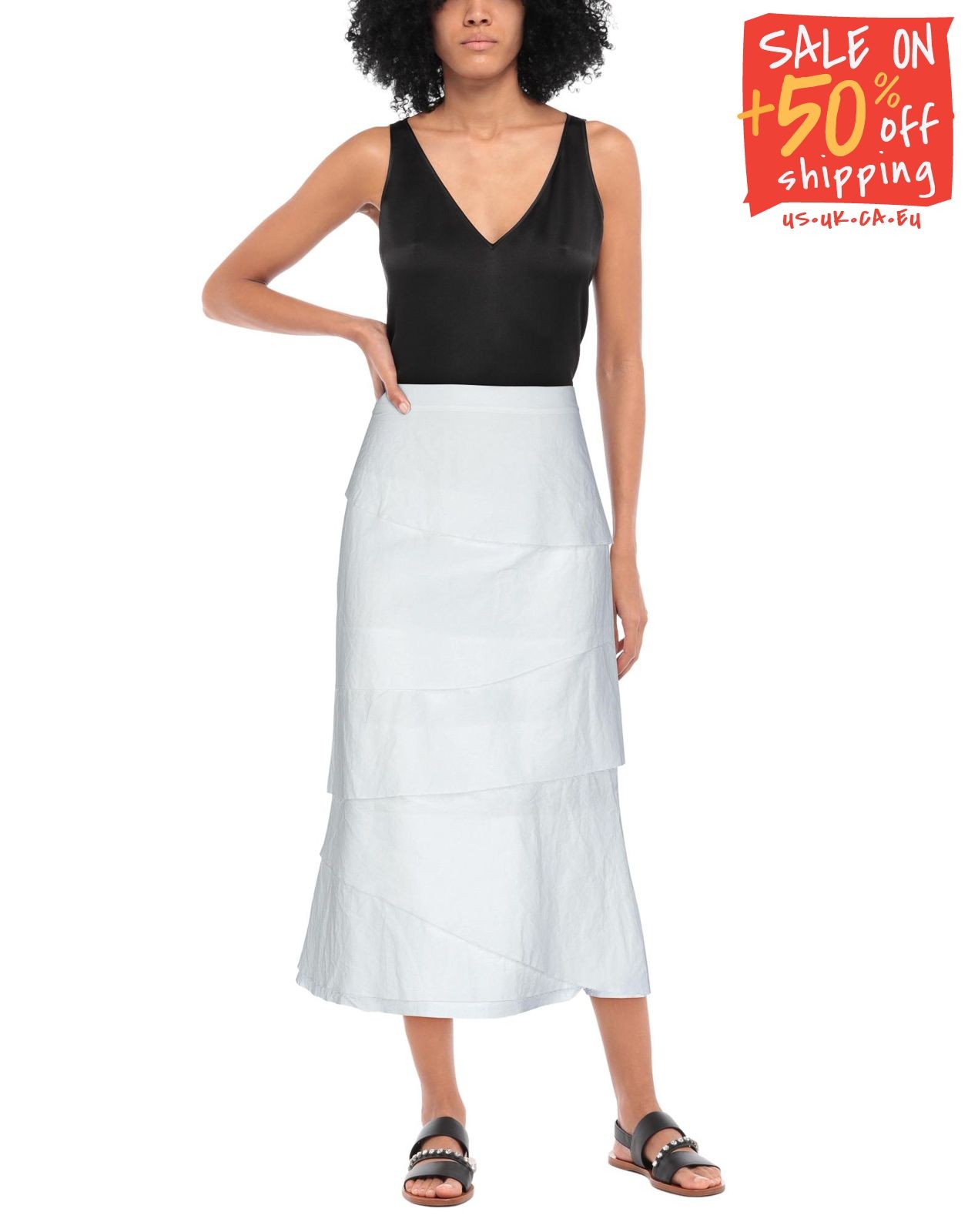 BROCK COLLECTION Linen Blend Midi Skirt US2 UK6 IT38 XS Made in Italy RRP€515-image