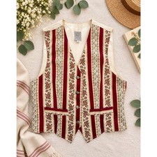 Vintage WAH Maker Arizona Western Floral Tapestry Vest Size S