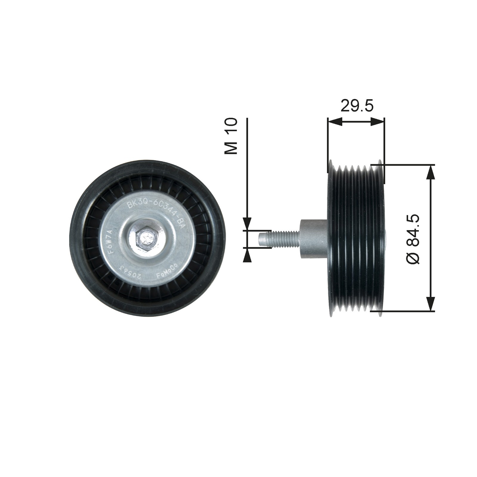 GATES-OE T36536 Deflection/Guide Pulley, V-ribbed belt for FORD,FORD AUSTRALIA,M