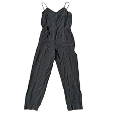 NWT LOFT Jumpsuit Black Minimalist Casual Career Party V-Neck Women's Large