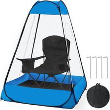 Pop Up Mosquito Net Tent for Chair with Stakes, One Person Pop Up Tent with 360 