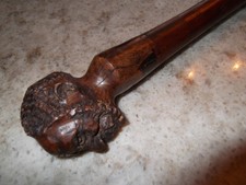 Antique Folk Art Cane Walking Stick Carved Mans Head