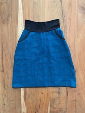 Rachel Moon Original Skirt Cotton Blend Aqua Black Comfort Waist Band Pockets XS