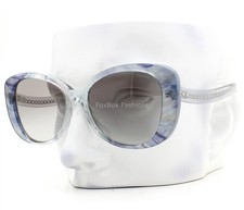 Coach HC 8322 56553C Sunglasses Crystal Clear Marbled Blue with Case