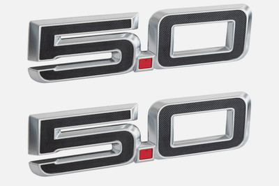 2024-2026 Mustang GT OEM PR3Z-16228-A 5.0 Silver 5.5'' Fender Side Emblems Pair