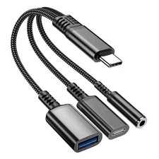 For Galaxy S24/S25/S26/Plus/Ultra - USB-C Earphone Adapter Splitter TYPE-C