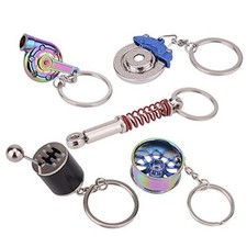 5 Pcs Car Parts Model Key Chains, Colorful Turbo Keychain, Black Manual