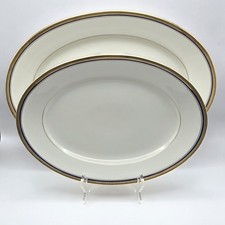 Vintage Thomas Germany Porcelain Platters Cobalt Blue Gold Encrusted Set 2