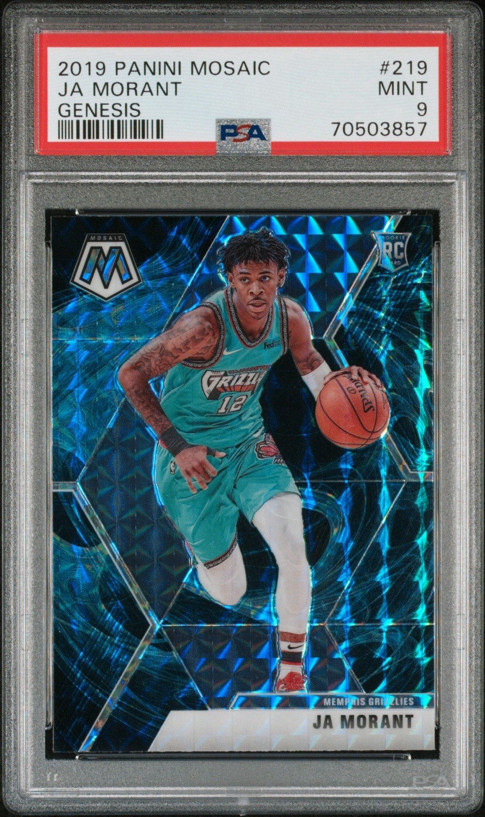 2019-20 Ja Morant Mosaic Genesis Rookie #219 SSP Case Hit PSA 9 Low POP RC