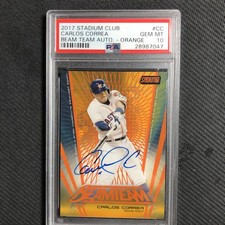 CARLOS CORREA 2017 Stadium Club Beam Team Auto-Orange 2/5 #CC PSA10