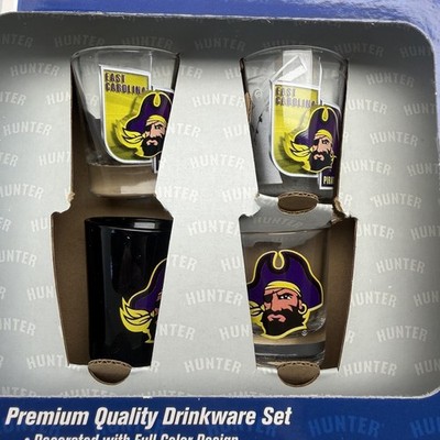 NCAA East Carolina University Peedee the Pirate Logo Shot Glass Set of 4 Variety