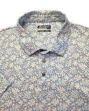Ben Hogan Performance Short Sleeve Polo Golf Shirt Mens XL Blue White Floral