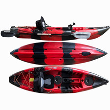 Sit-On-Top Kayak Red/Black, Includes Paddle & Buoyancy Aid & Trolley & Seat