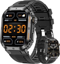 🔥Military Smart Watch for Men Bluetooth Call Rugged Fitness Tracker Android iOS