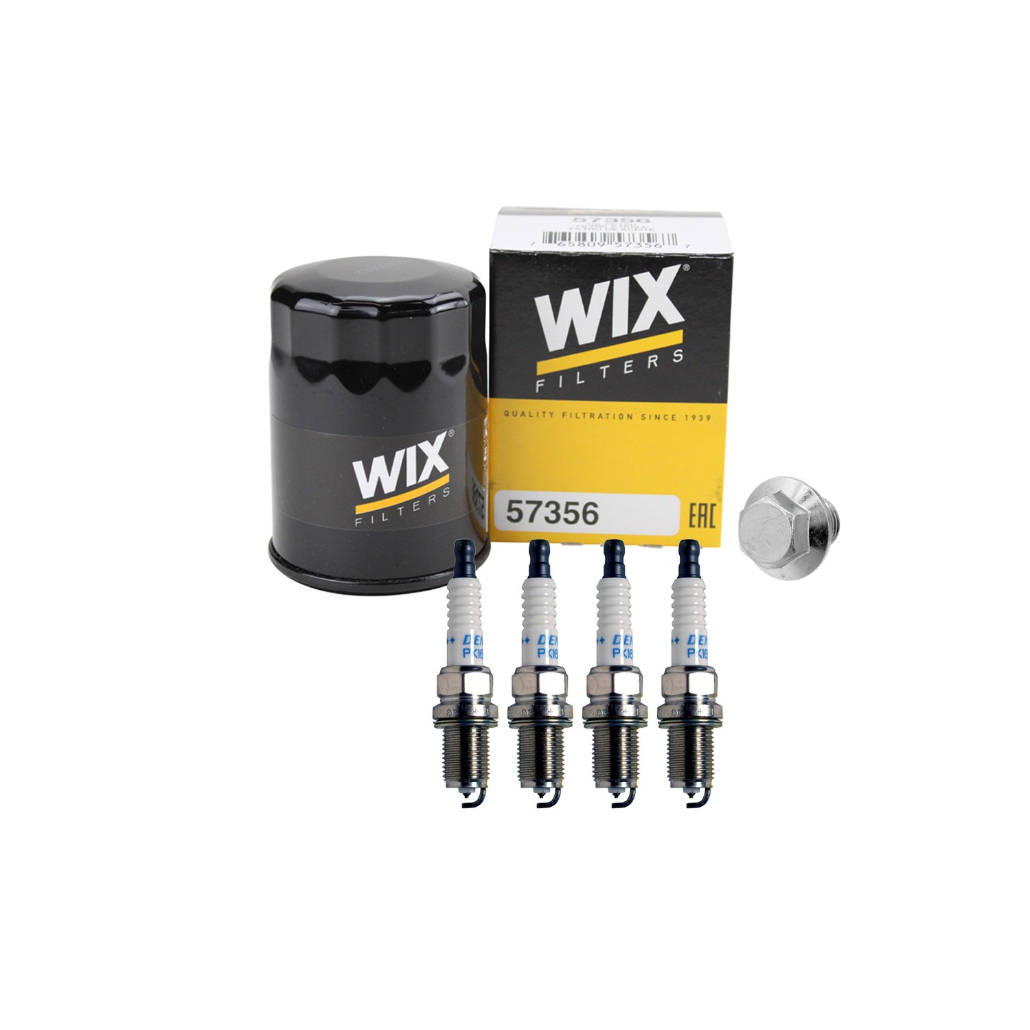 Wix Engine Oil Filter  Denso 4 Spark Plug kit for Fronties Xterra 2.4 L4 KA24DE