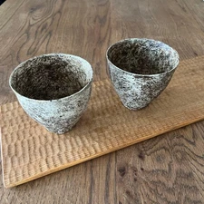 from MORIS Artist made Pair of Yunomi  Ceramic Tea Utensils Japanese Tableware