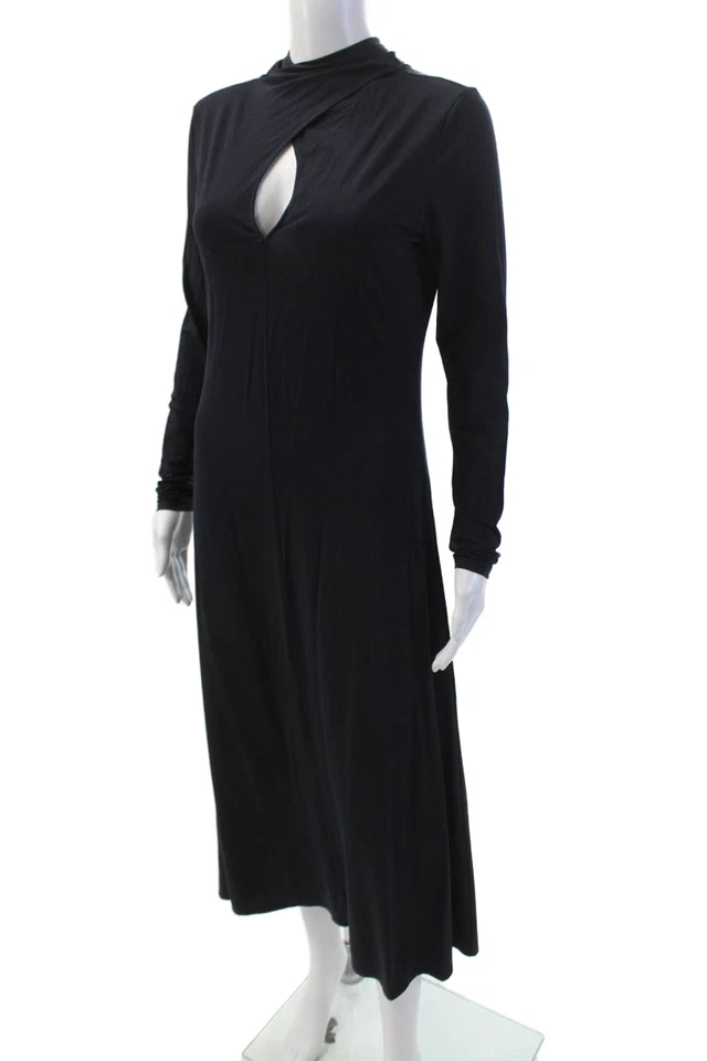 Vestido informal moderno Citizen para mujer manga larga cuello en V corbata frontal azul marino talla S Foto 2 de 4