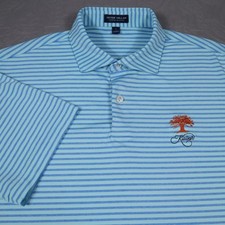 Kiawah Island Golf Course Peter Millar Polo Shirt Mens Large Blue Stripe Golf