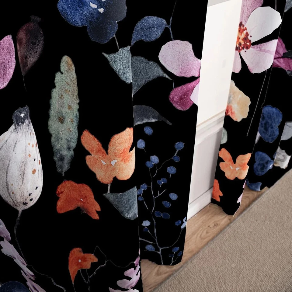 Juego de 2 paneles cortinas opacas florales 84 pulgadas de largo, flores rústicas vintage... Foto 4 de 4