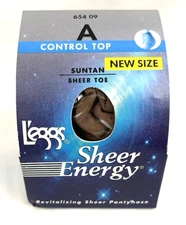 NIP NOS Leggs Sheer Energy Control Top Pantyhose - Sheer Toe - A - Suntan