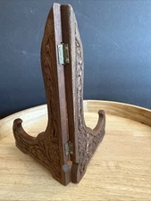 Wooden carved Easel For books or plates with flowers and vine