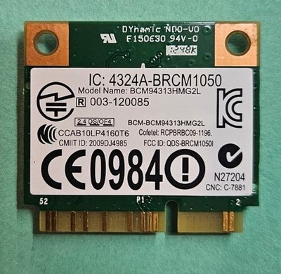 Broadcom BCM94313HMG2L + Dell DW1504 WLAN Karte Half Mini PCIe 2.4GHz